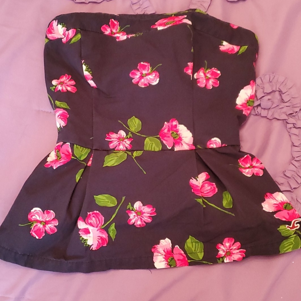 Navy Blue flower tube top